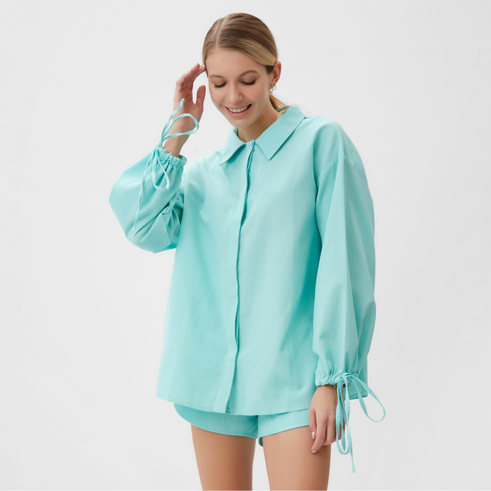 Комплект женский (блузка, шорты) MINAKU: Casual Collection цвет мятный, р-р 48