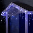 УЦЕНКА Гирлянда «Бахрома» 4×0.6 м, IP44, белая нить, 180 LED, свечение бело-синее, мигание, 220 В - Фото 5
