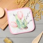 Прихватка «Этель. Тюльпаны», 19×19 см, саржа,100% хлопок, ватин 250 г/м² - Фото 1