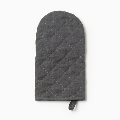 Кухонный набор Этель ECO grey: варежка 15×28 см, прихватка 19×19 см, 100% лён, 245 г/м²