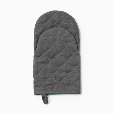 Кухонный набор Этель ECO grey: варежка 15×28 см, прихватка 19×19 см, 100% лён, 245 г/м²