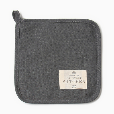Кухонный набор Этель ECO grey: варежка 15×28 см, прихватка 19×19 см, 100% лён, 245 г/м²