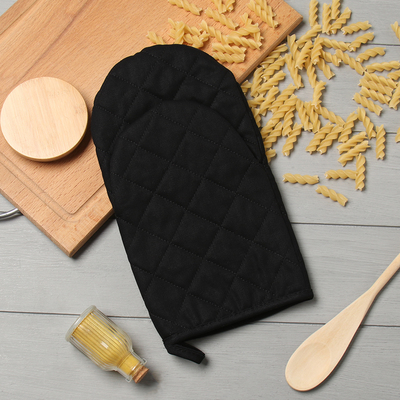 Варежка-прихватка «Этель» Kitchen, чёрная, 15×28 см, саржа, 100% хлопок