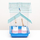 Клетка для птиц укомплектованная Bd-2/5h, 34 х 27 х 47 см, синяя - Фото 2