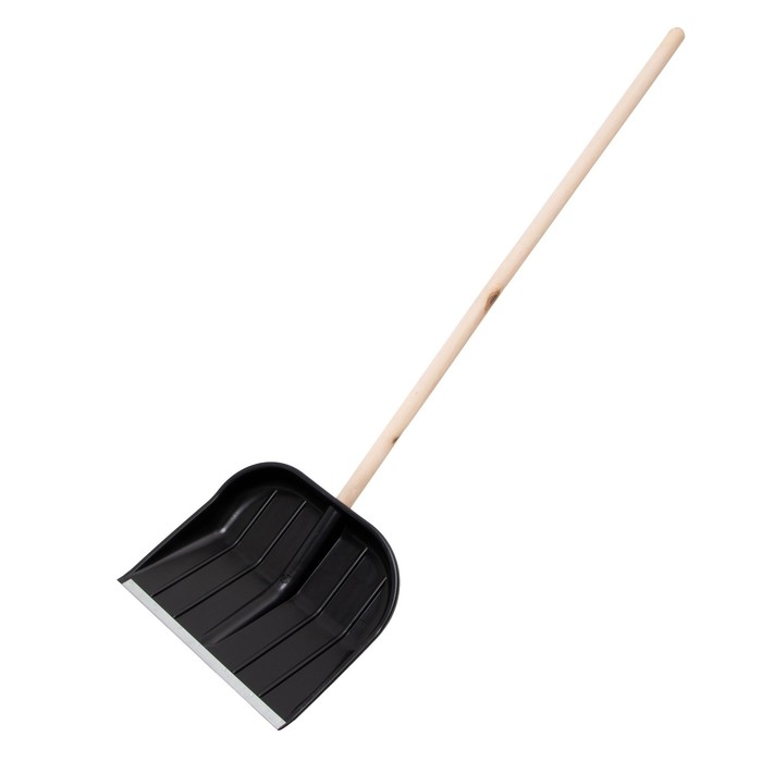 Лопата  пластиковая 430*360 мм, оцинкованная планка, деревянный черенок   "Вьюга" 9946