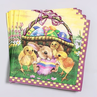 Салфетки бумажные «Пасхальная корзина», 33×33 см, набор 20 шт.
