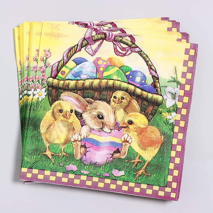 Салфетки бумажные «Пасхальная корзина», 33×33 см, набор 20 шт. - Фото 1