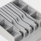 Лоток для столовых приборов с подставкой для ножей Доляна, 11 секций, 30×23.5×5 см, пластик, серый - Фото 6