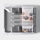 Лоток для столовых приборов с подставкой для ножей Доляна, 11 секций, 30×23.5×5 см, пластик, серый - Фото 7