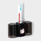 Выдавливатель для зубной пасты+держатель для зубных щёток с 2 стаканами, 20×10,2×6,2 см, цвет чёрный - фото 8740037