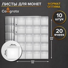 Набор листов для монет, формат «Оптима», 10 листов 200×250 мм, на 20 ячеек 45×48 мм - Фото 1