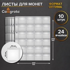 Набор листов для монет, формат «Оптима», 10 листов 200×250 мм, на 24 ячейки 45×40 мм - Фото 1
