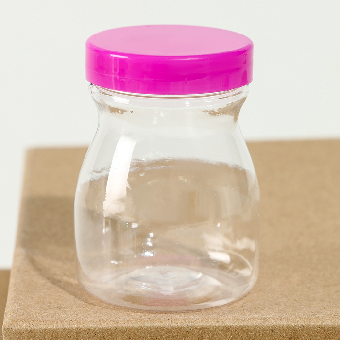 Банка для хранения «Округлая», с крышкой, пластиковая ёмкость, основа для творчества и декора, размер — 6.4×4×4 см, цвета МИКС - Фото 1