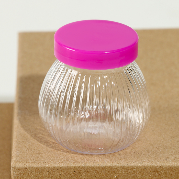 Банка для хранения с крышкой, пластиковая ёмкость, основа для творчества и декора, размер — 5.5×5.5×5.5 см, цвета МИКС - Фото 1