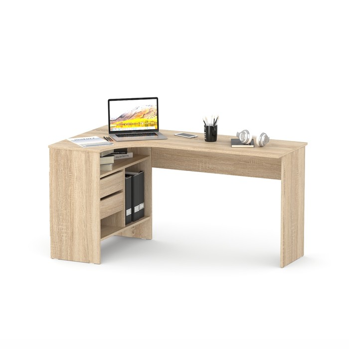 Стол компьютерный «СПм - 25», угол левый, 2 ящика, 1450×810×740 мм, цвет дуб сонома - Фото 1
