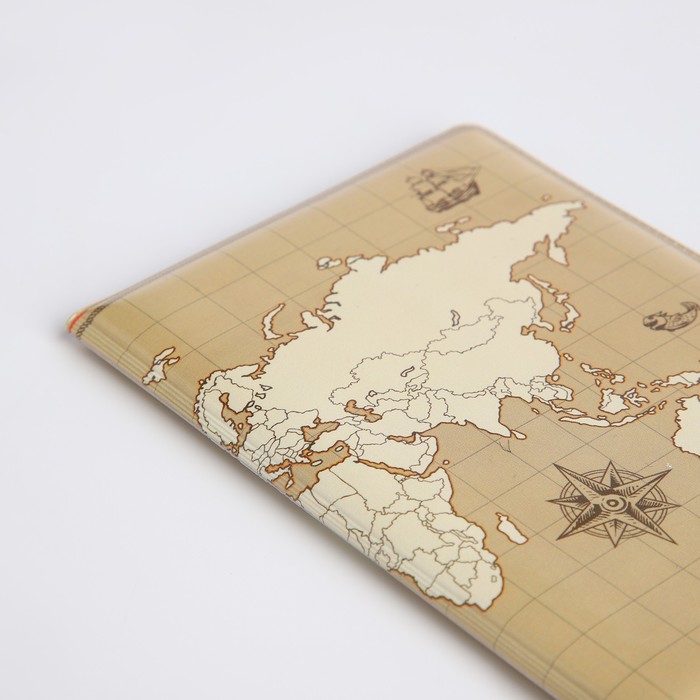 Обложка для паспорта "Континенты", 9,5*0,5*13,5, бежевый