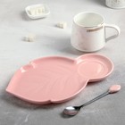 Чайная пара «Листочек» чашка 320 мл, 12×9×8 см, блюдце 25.5×16×2 см, ложка, цвет розовый 44866 - Фото 2