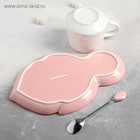 Чайная пара «Листочек» чашка 320 мл, 12×9×8 см, блюдце 25.5×16×2 см, ложка, цвет розовый 44866 - Фото 3