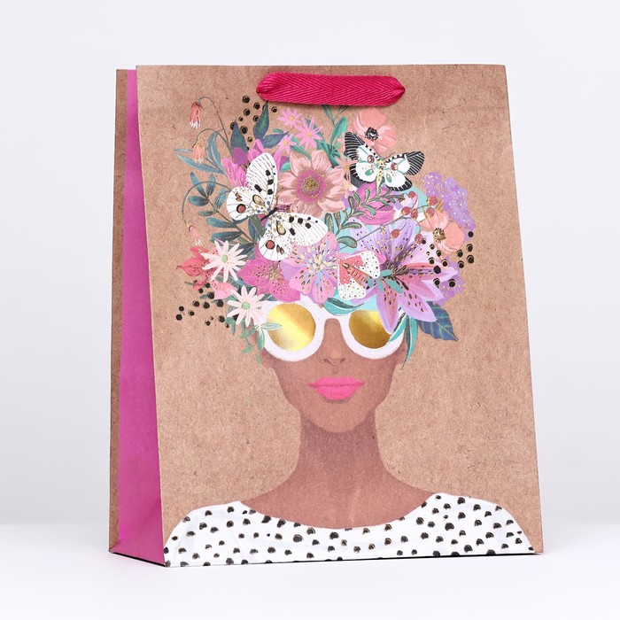 Пакет крафт "Яркий образ" 26 х 32 х 12 см - Фото 1