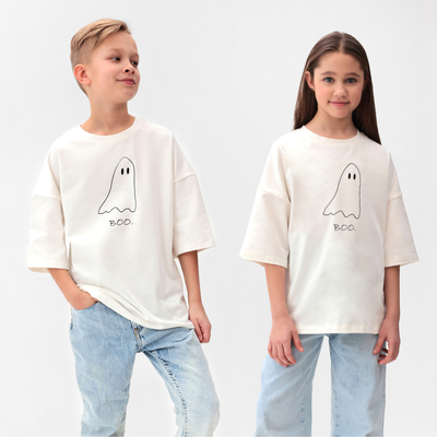 Футболка детская MINAKU: Exclusive print, цвет молочный, рост 146 см