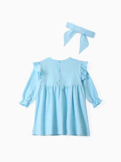 Комплект для девочки (платье, повязка) «Крошка Я» BASIC LINE, рост 86-92 см, голубой