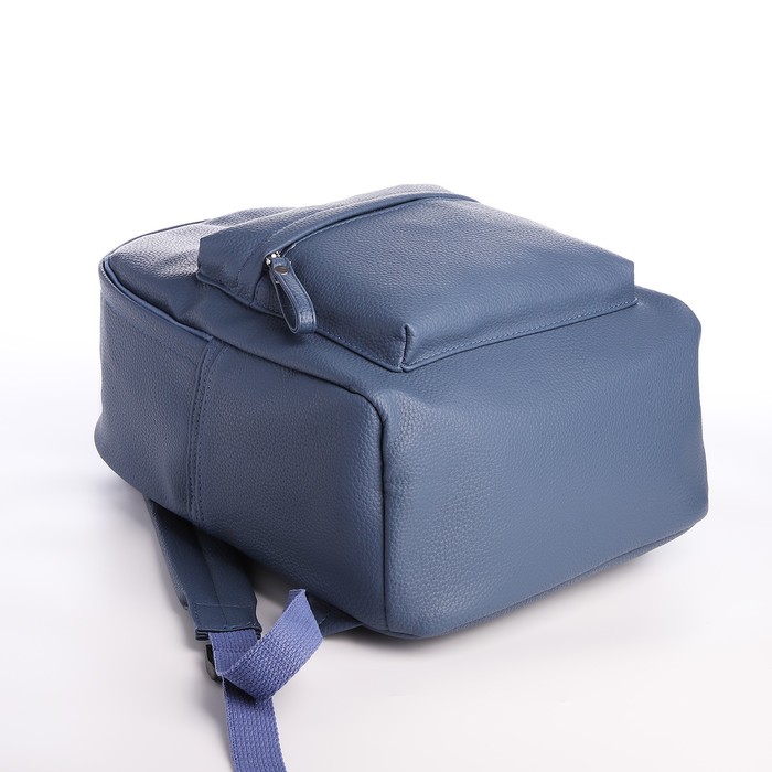Рюкзак, 28*12*39, отд на молнии, 2 н/к, 2 б/к, крепление для чемодана, голубой