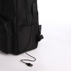Рюкзак молодёжный из текстиля на молнии, 5 карманов, USB, цвет чёрный - Фото 6