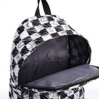 Рюкзак школьный из текстиля на молнии, 4 кармана, цвет чёрный/белый - Фото 8