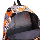 Рюкзак школьный из текстиля на молнии, 4 кармана, кошелёк, цвет серый/оранжевый - фото 11133303