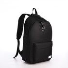 Рюкзак молодёжный из текстиля на молнии, 3 кармана, отверстие для наушников, цвет чёрный - фото 109578805