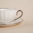 Чайная пара фарфоровая SL Home «Гарда», 2 предмета: чашка 200 мл, блюдце d=15 см, белая - Фото 3