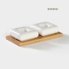 Набор для специй на бамбуковой подставке BellaTenero, 3 предмета: солонка 60 мл, перечница 60 мл, подставка, фарфор, белый - Фото 3