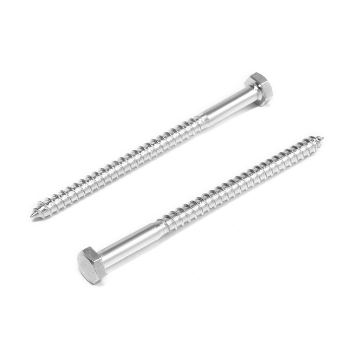 Шуруп-болт ТУНДРА, сантехнический, оцинкованный, DIN 571, М6×90 мм, 4.8 - 5 кг - Фото 1