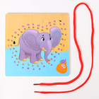 Шнуровка слоник «Учим алфавит» 14,5 × 14,5 × 0,5 см - фото 8906936