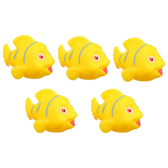 Набор резиновых игрушек для ванны «Желтые рыбки», с пищалкой, 5 шт, Крошка Я - Фото 1