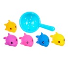 Набор резиновых игрушек для ванны «Поймай дельфина», 8 см, с пищалкой, 6 шт, сачок, Крошка Я - Фото 1