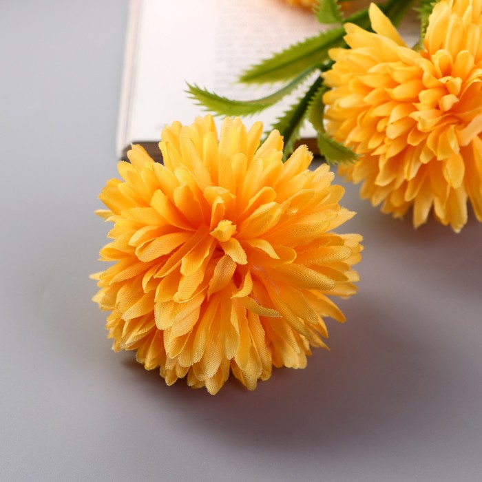Цветы искусственные "Хризантема помпон" d-6 см 80 см, жёлтый