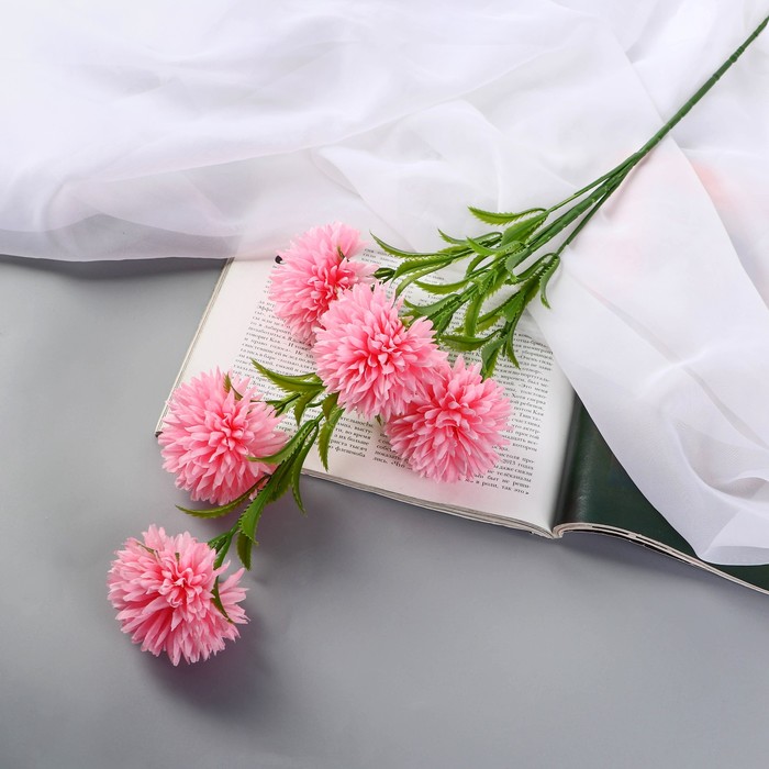 Цветы искусственные "Хризантема помпон" d-6 см 80 см, розовый - Фото 1