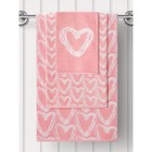 Полотенце махровое Hearts pink, размер 30х50 см, сердечки, розовый - Фото 2