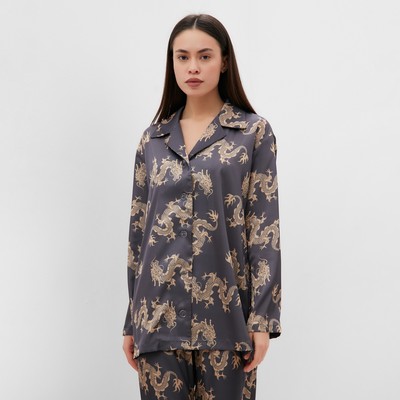 Пижама женская (рубашка, брюки) KAFTAN «Дракон», размер 44-46, графитовая