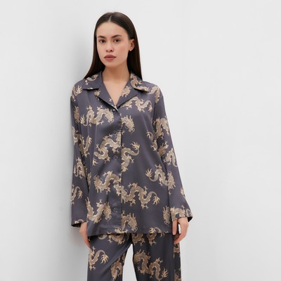 Пижама женская (рубашка, брюки) KAFTAN «Дракон», размер 44-46, графитовая