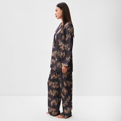 Пижама женская (рубашка, брюки) KAFTAN «Дракон», размер 44-46, графитовая