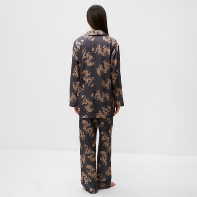 Пижама женская (рубашка, брюки) KAFTAN «Дракон», размер 44-46, графитовая