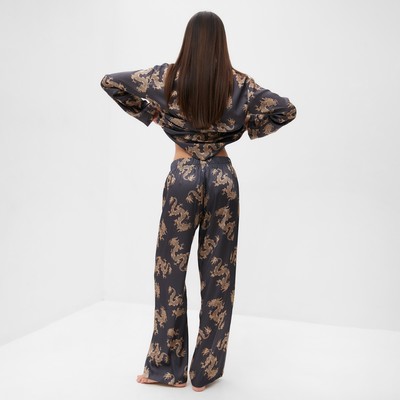 Пижама женская (рубашка, брюки) KAFTAN «Дракон», размер 44-46, графитовая