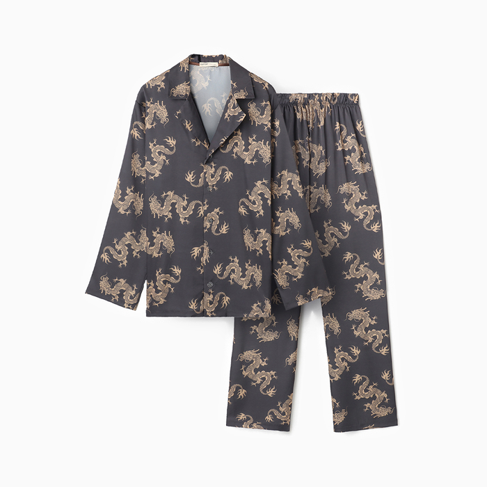 Пижама мужская (рубашка и брюки) KAFTAN «Дракон» размер 52, графитовый