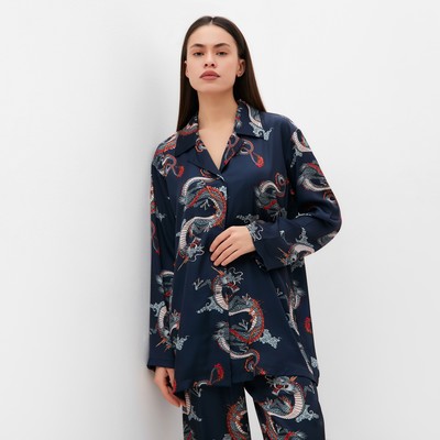Пижама женская (рубашка, брюки) KAFTAN «Дракон», размер 40-42, синяя