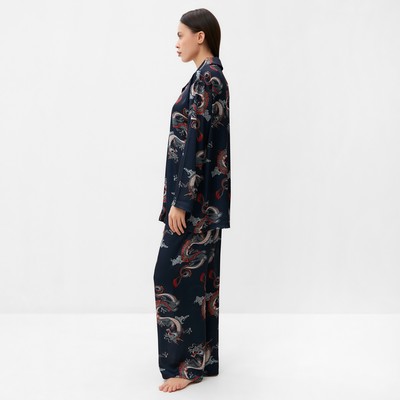 Пижама женская (рубашка, брюки) KAFTAN «Дракон», размер 40-42, синяя