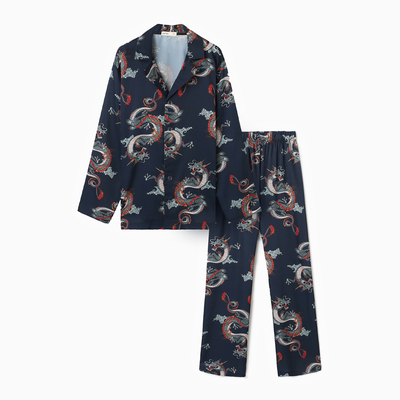 Пижама женская (рубашка, брюки) KAFTAN «Дракон», размер 40-42, синяя