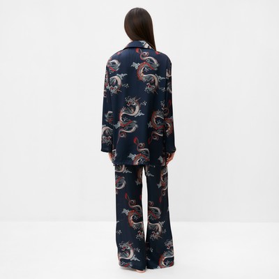 Пижама женская (рубашка, брюки) KAFTAN «Дракон», размер 48-50, синяя