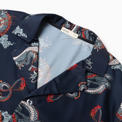 Пижама женская (рубашка, брюки) KAFTAN «Дракон», размер 48-50, синяя